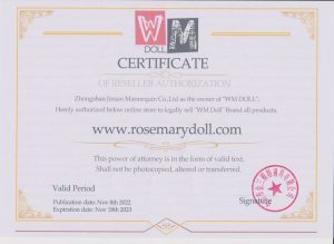 Certificat de poupée sexuelle WM