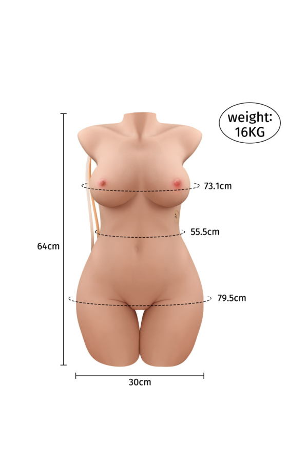 64cm/2ft1 35.2LB TPE Tamaño Natural Muñeca Sexual Torso - Isabella (Vibración y Chupar) en rosemarydoll