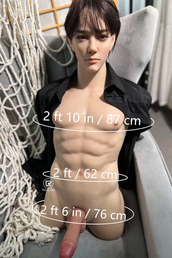 REALING Poupée sexuelle masculine de 82cm/2ft8 avec torse et tête en silicone - Kirin at rosemarydoll